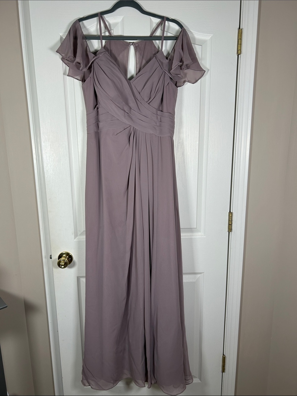 Azazie Off-Shoulder Maxi Dress in Mauve size A12